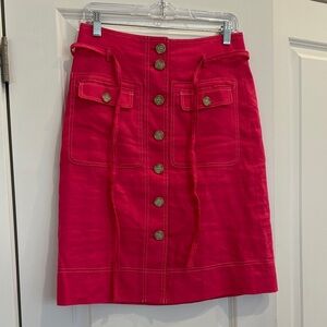 J. Crew Vibrant Pink Button-Front Pencil Skirt